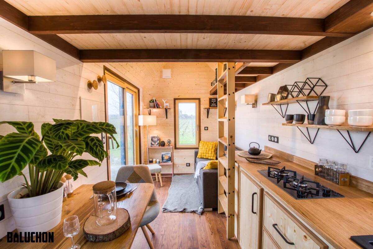 The Mogote's kitchen includes a two-burner stove, sink, and fridge